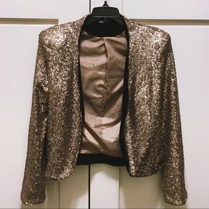 GOLD SEQUIN BLAZER JACKET